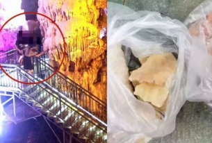 Du khách Trung Quốc 'hồn nhiên' bẻ thạch nhũ hàng trăm triệu năm về làm quà kỷ niệm 